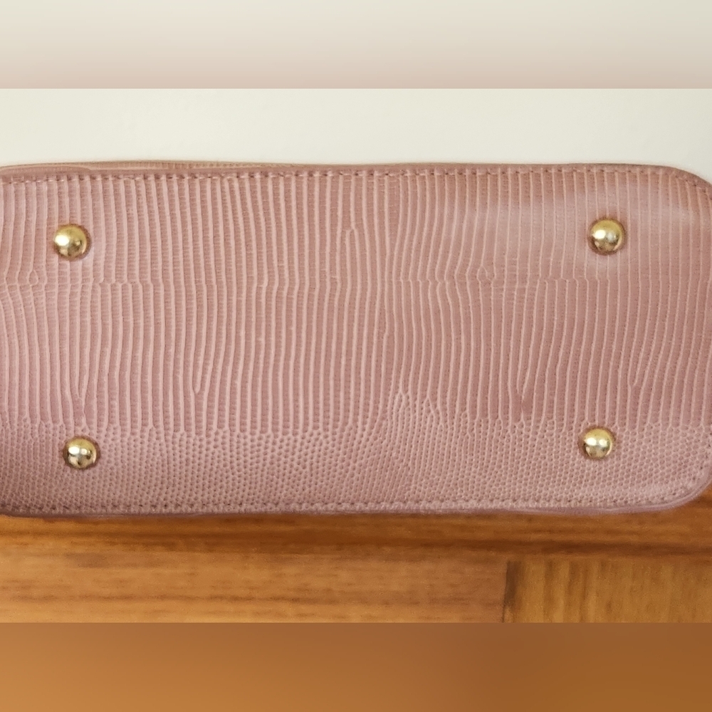 Bebe Fabiola Stamped Lizard Dome Satchel  Pink NEW - Picture 7 of 12